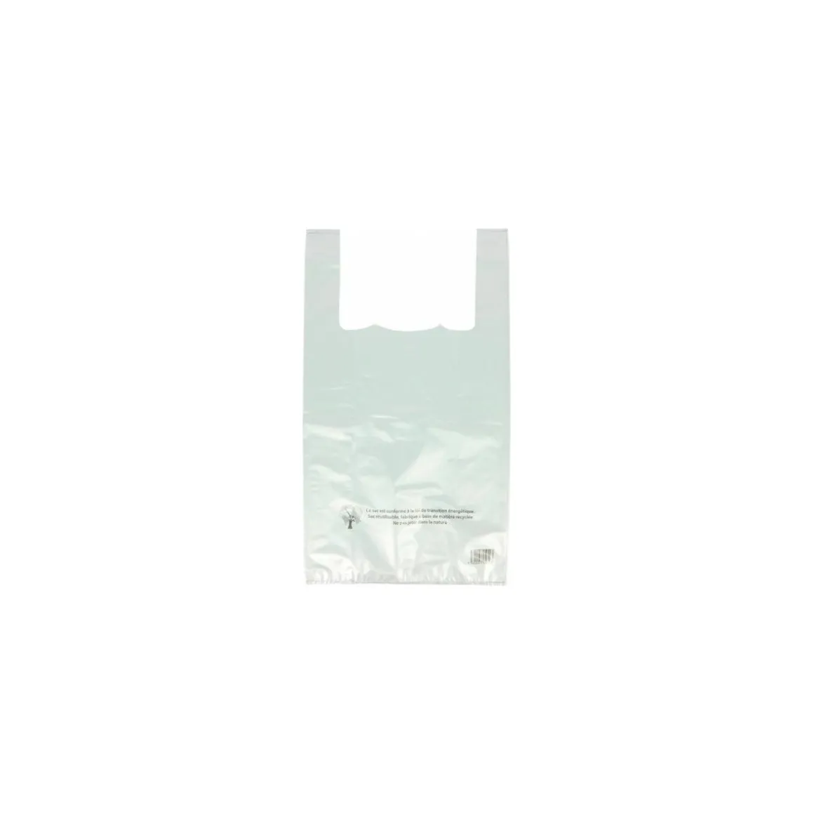 Sac plastique bretelles argent PEBD 50 µ 45 x 26 + 6 cm - par 500