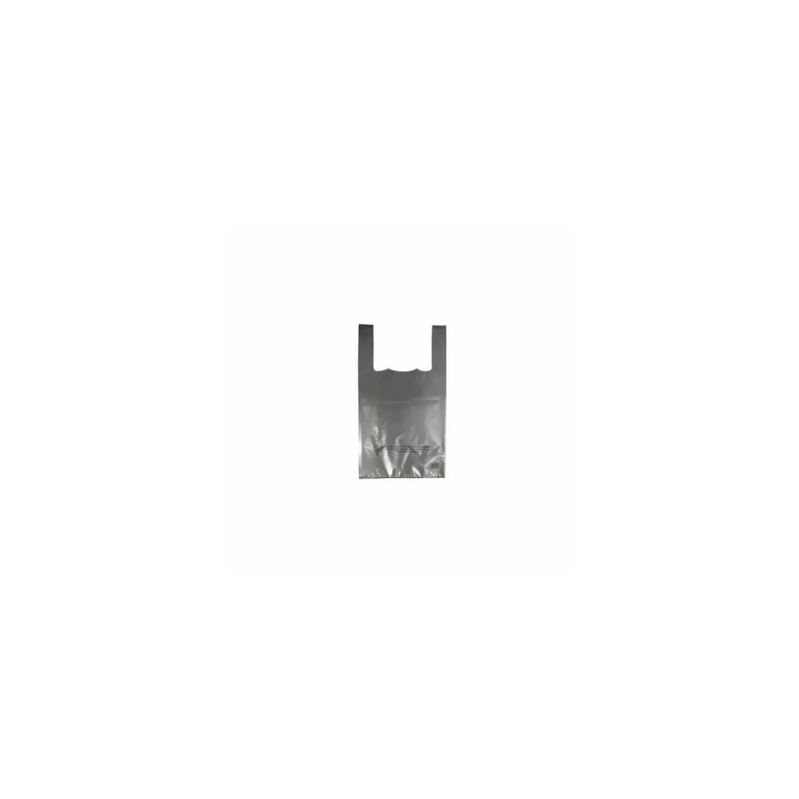 Sac plastique bretelles argent PEBD 50 µ 45 x 26 + 6 cm - par 500
