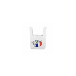Sac plastique réutilisable "Origine France" PEBD 50 µ 45 x 26 + 6 cm - par 500