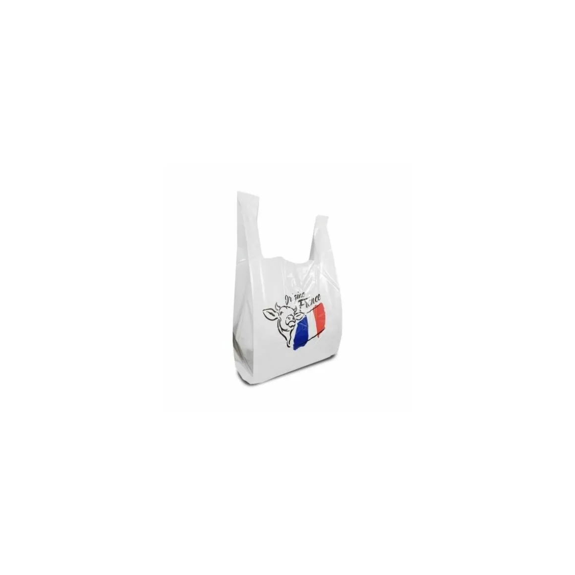 Sac plastique réutilisable "Origine France" PEBD 50 µ 45 x 26 + 6 cm - par 500