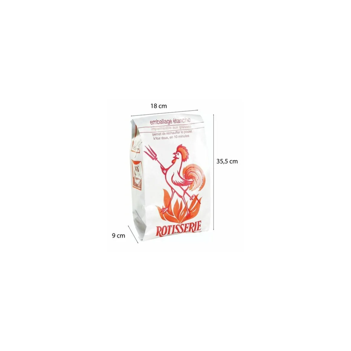 Sac rôtisserie kraft 35,5 x 18 + 9 cm - par 500