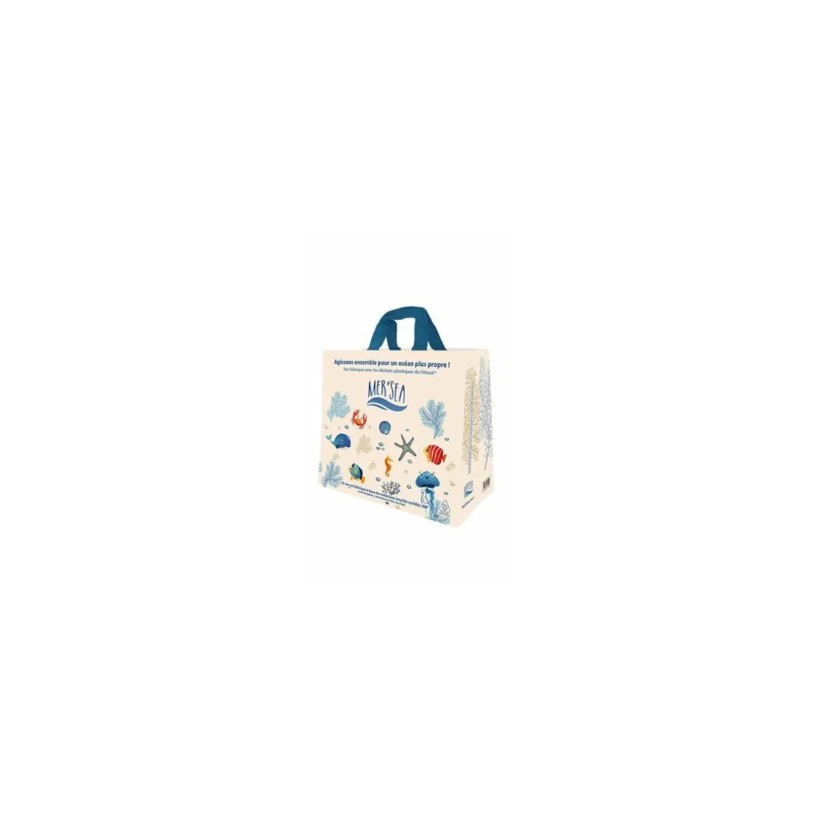Sac réutilisable PP tissé imprimé poissonnerie 45 x 40 + 22 cm - par 25