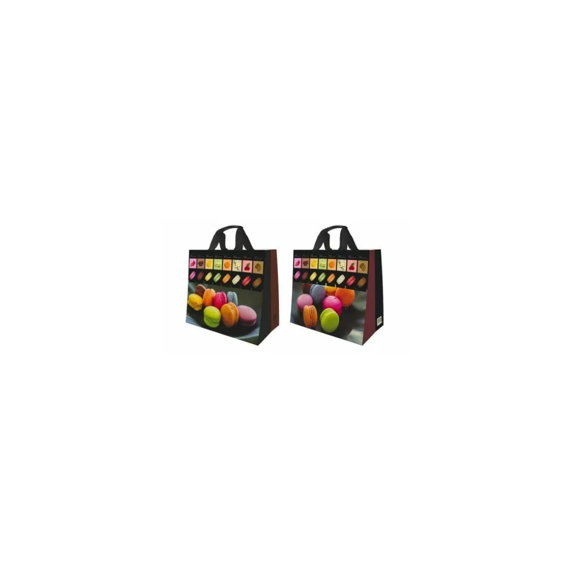 Sac réutilisable PP tissé "Macaron" 37 x 36 + 23 cm - par 25