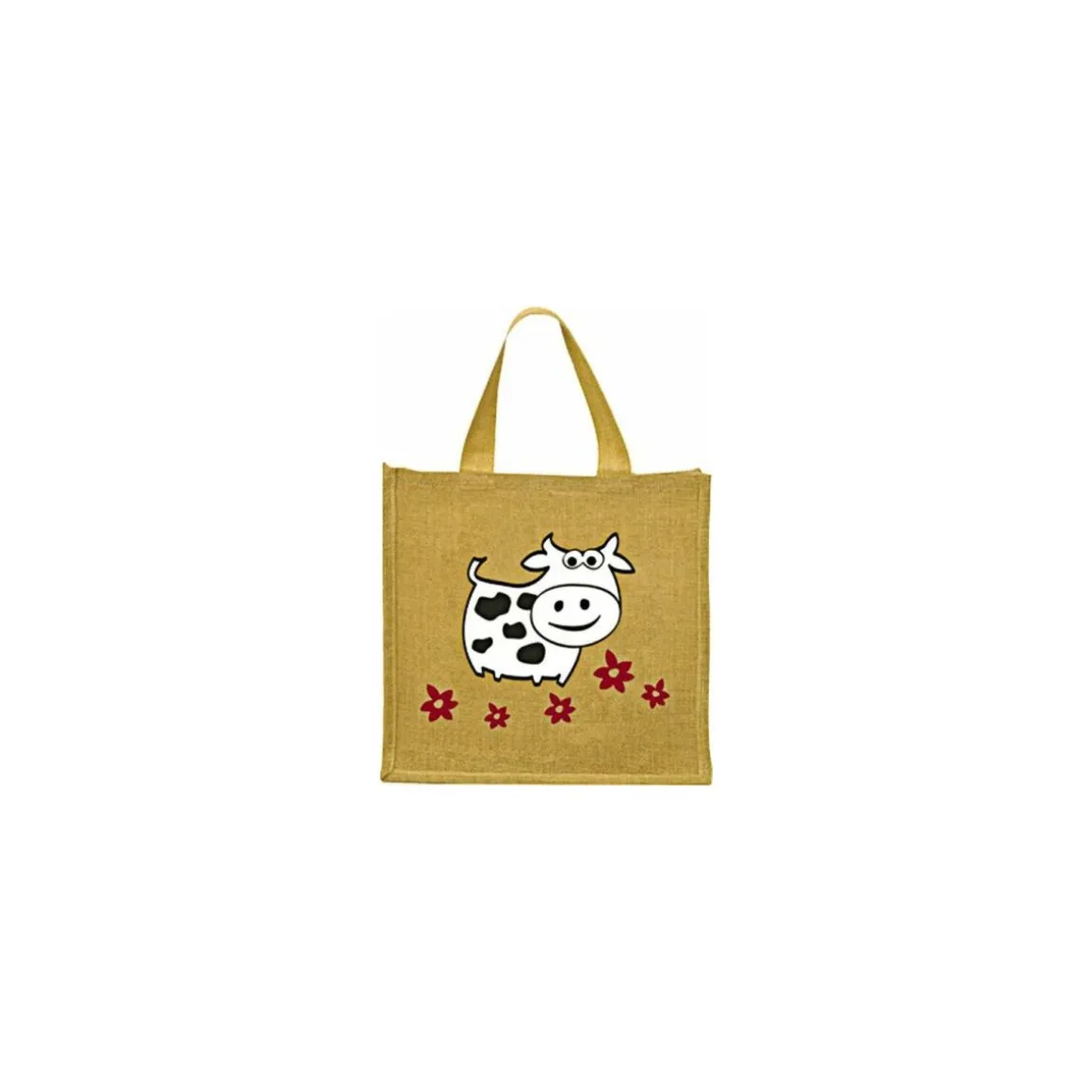 Sac toile de jute pomme/vache 37 x 36 + 23 cm - par 25