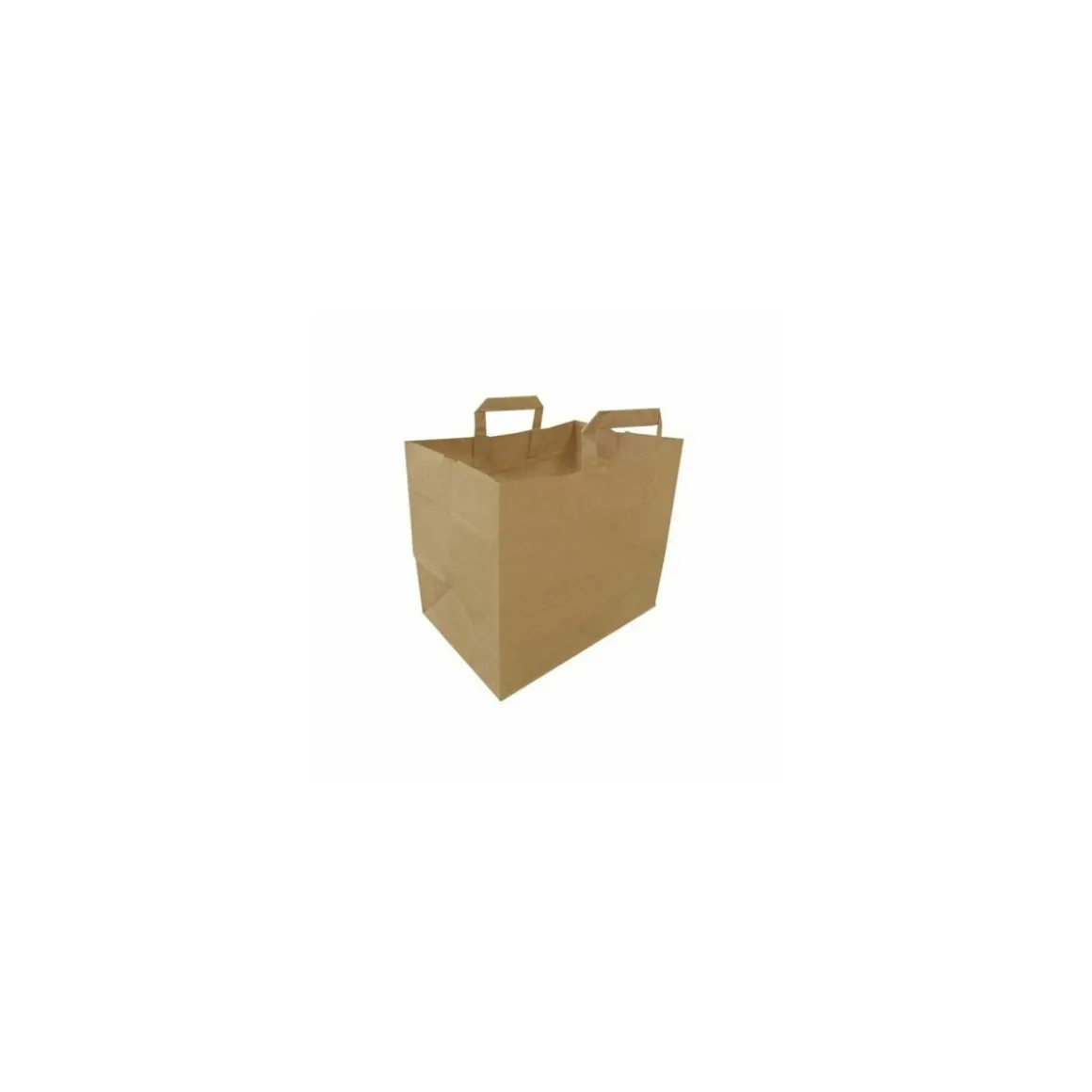 Sac traiteur kraft brun recyclé à poignées plates 32 x 21 x 27 cm - par 250