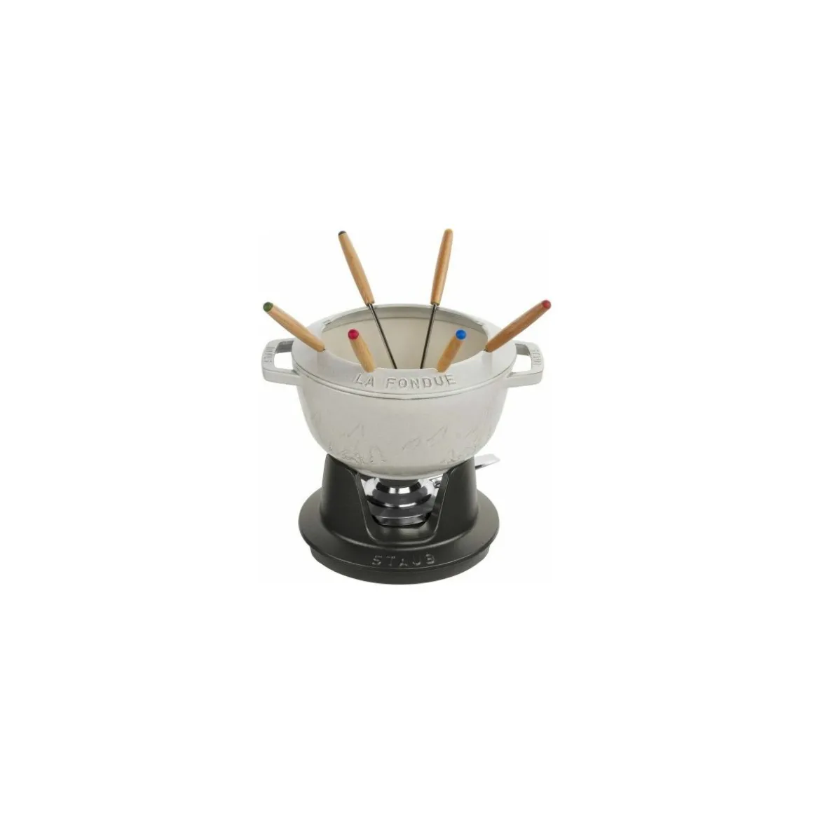 Service à fondue fonte truffe blanche Ø 20 cm