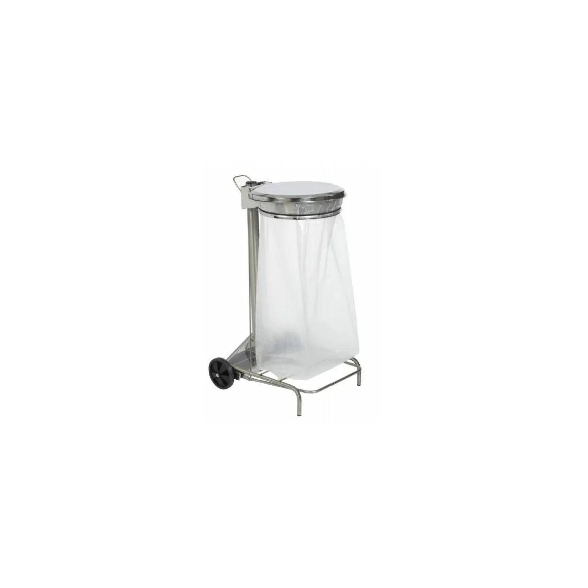 Support sac poubelle 110 L mobile inox à pédale
