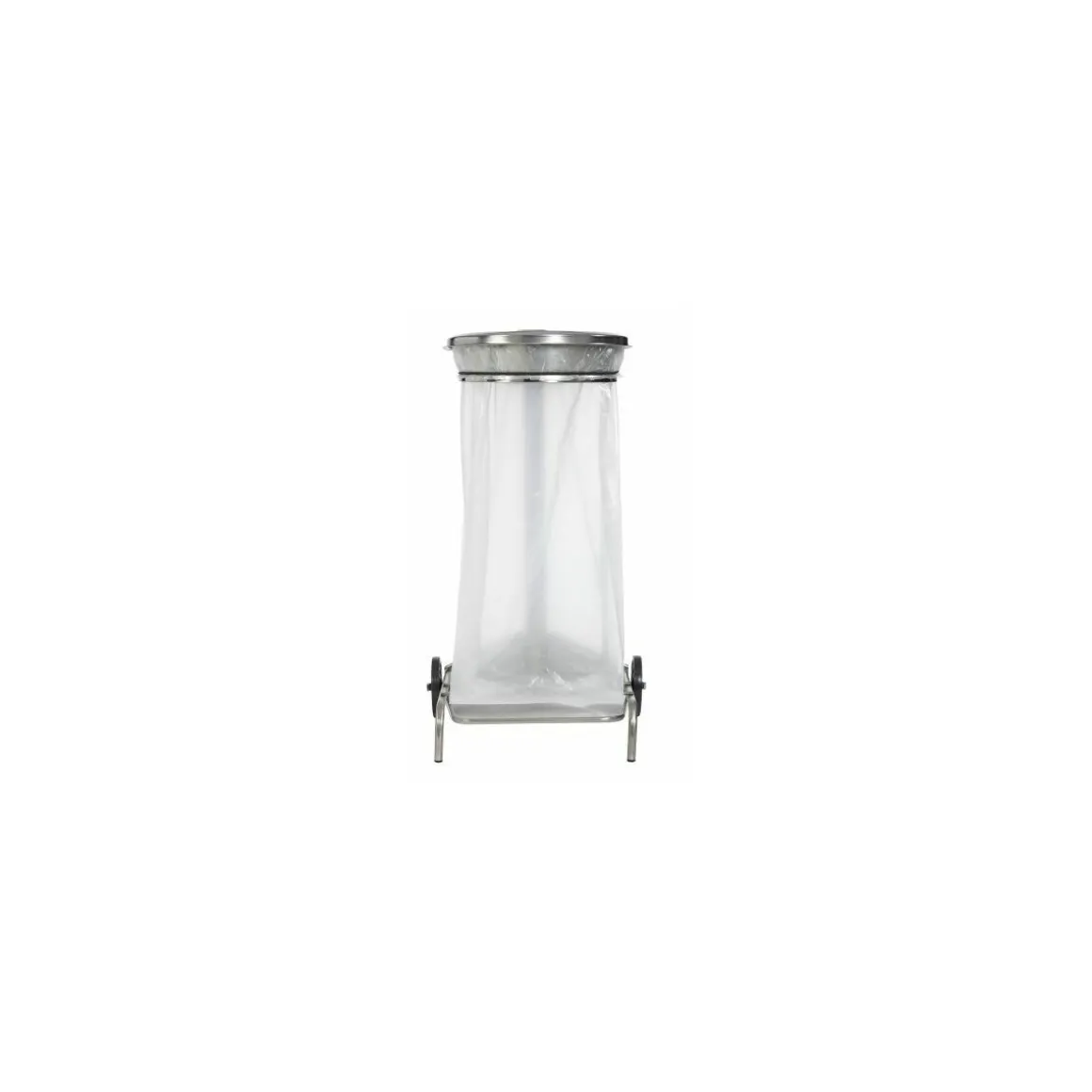 Support sac poubelle 110 L mobile inox à pédale