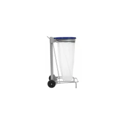 Support sac poubelle 110 L mobile bleu à pédale