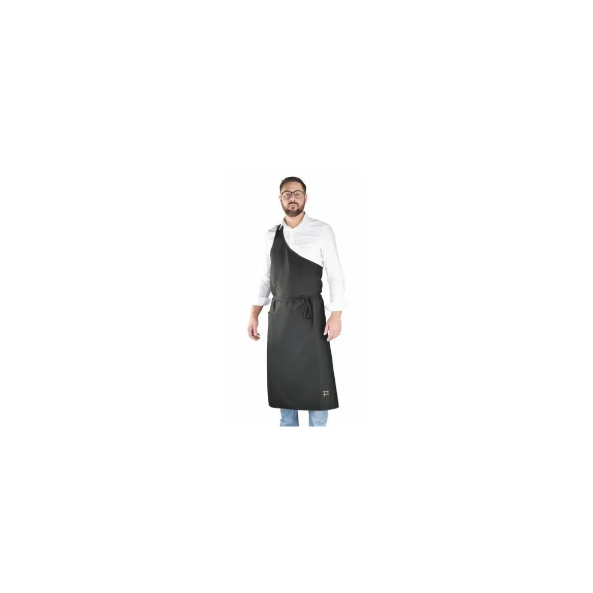 Tablier parisien Basile polycoton noir Talbot 117 cm