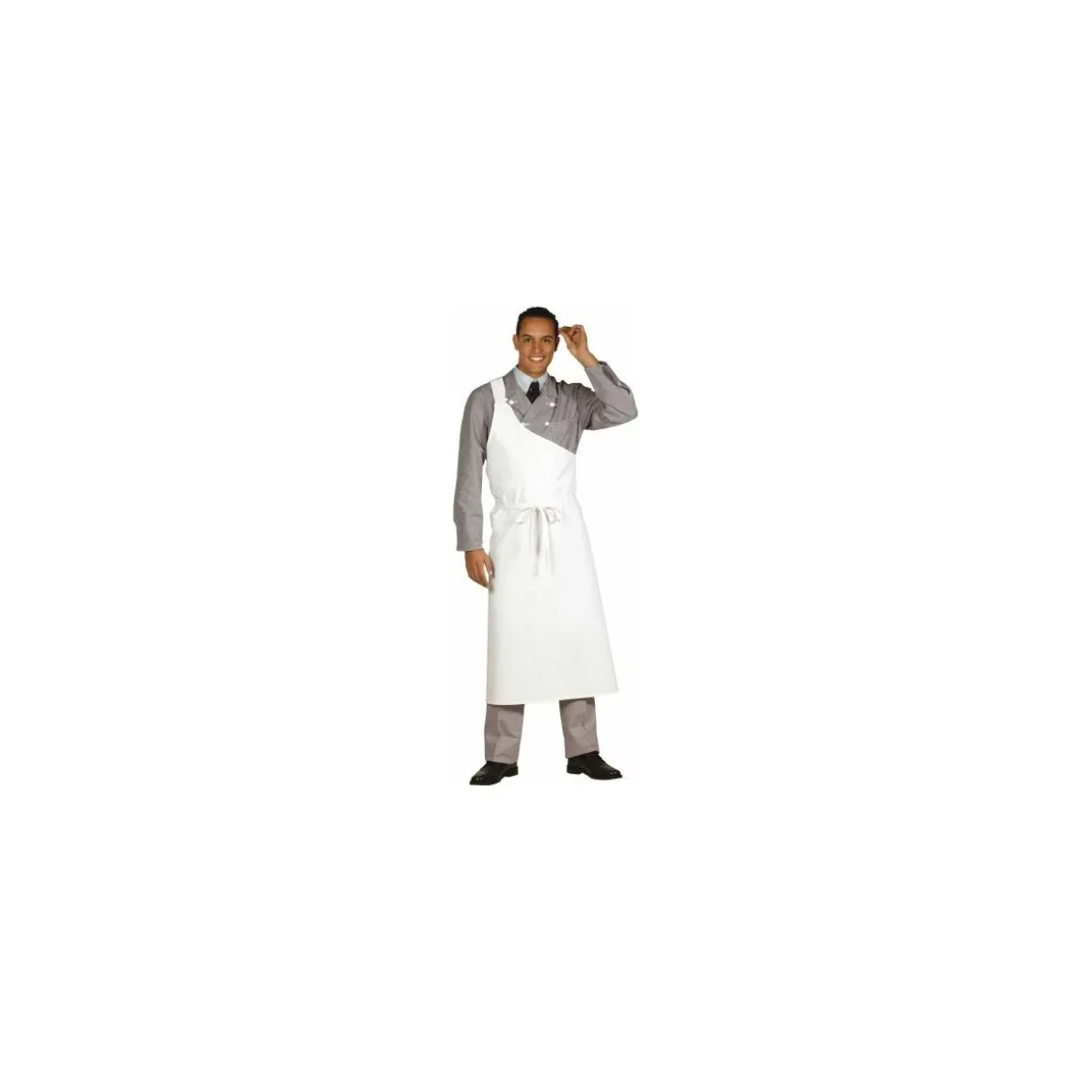Tablier parisien blanc 100% coton 130 cm