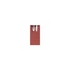 Étui à couverts kraft bordeaux avec serviette noire 22,5 x 11,5 cm - par 100