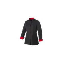 Veste polycoton Una femme manches longues noire et rouge T6